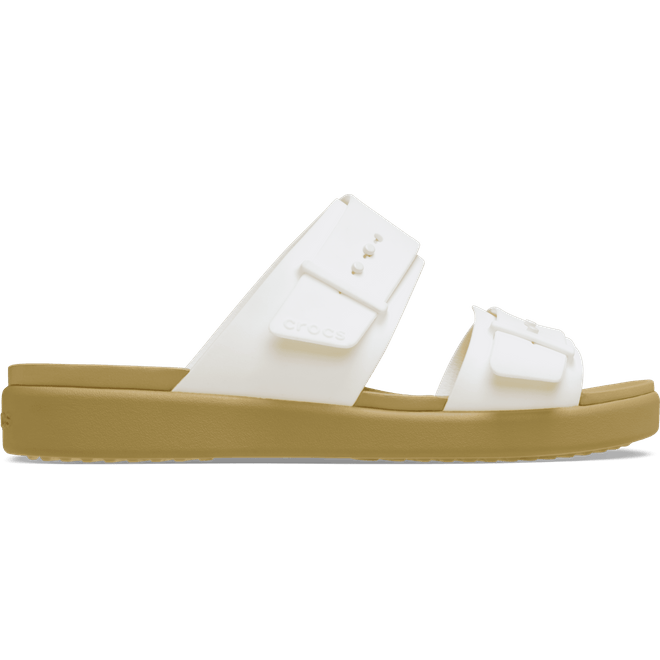 Crocs Women Brooklyn Buckle Low Low Sandals Chalk/Tan  211215-00O