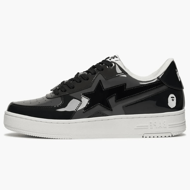 A Bathing Ape Bape Sta Icon Low Black Grey Patent 1K80-191-308-BLK