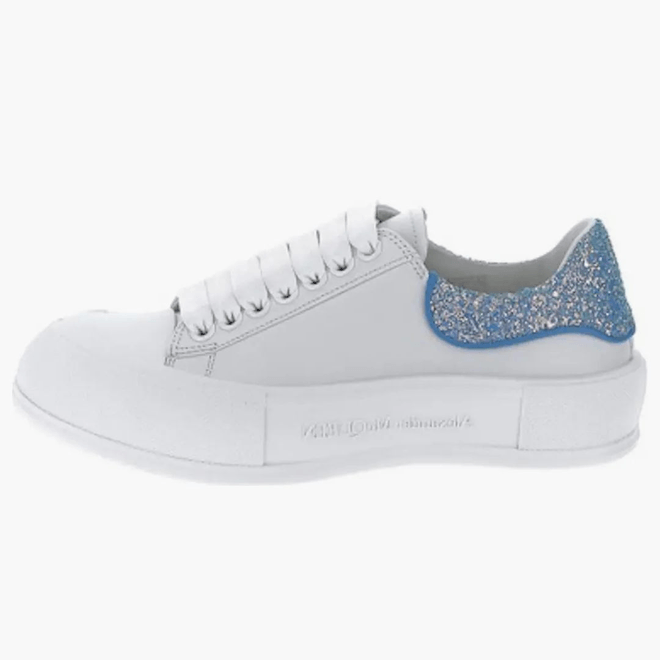 Alexander Mcqueen Deck Plimsol White Blue Glitter (women's) 702047WIABX9761