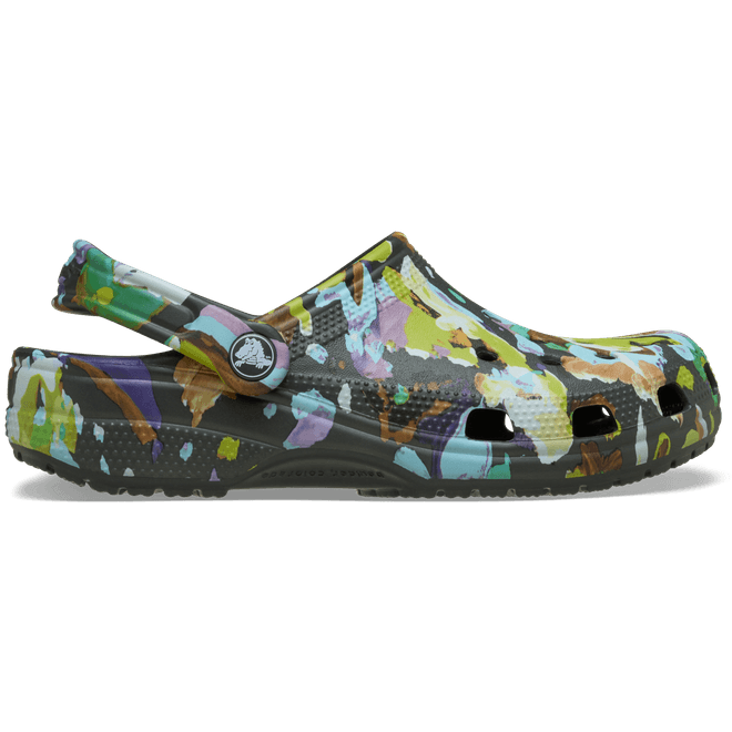 Crocs Classic Painted Floral Clogs Black Sand  211587-0LD