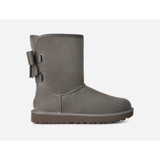 UGG® Classic Short Bailey Leather Bow Boot Grey 1174511-CHRC