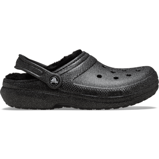 Crocs Classic Fuzz Lined Glitter Clogs Black  211928-001