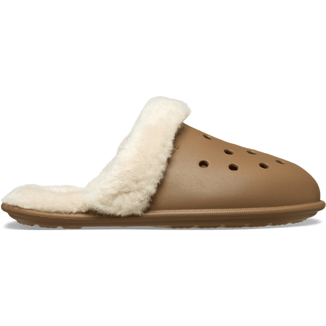 Crocs Classic Fuzz Scuff Slippers Sepia