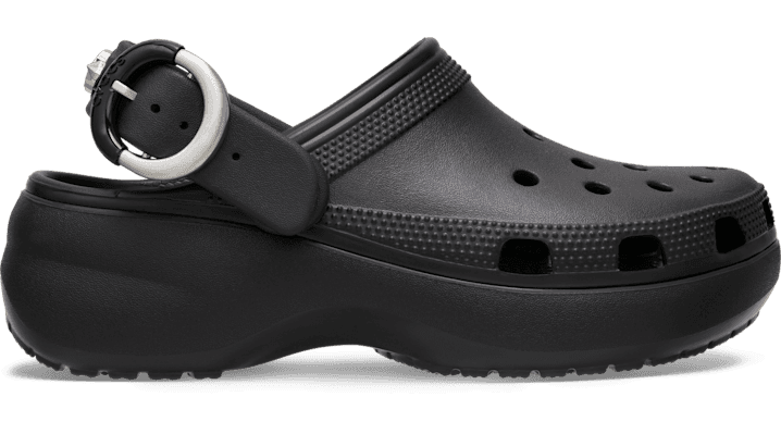 Crocs Classic Platform Studded Buckle Clogs 'Black'