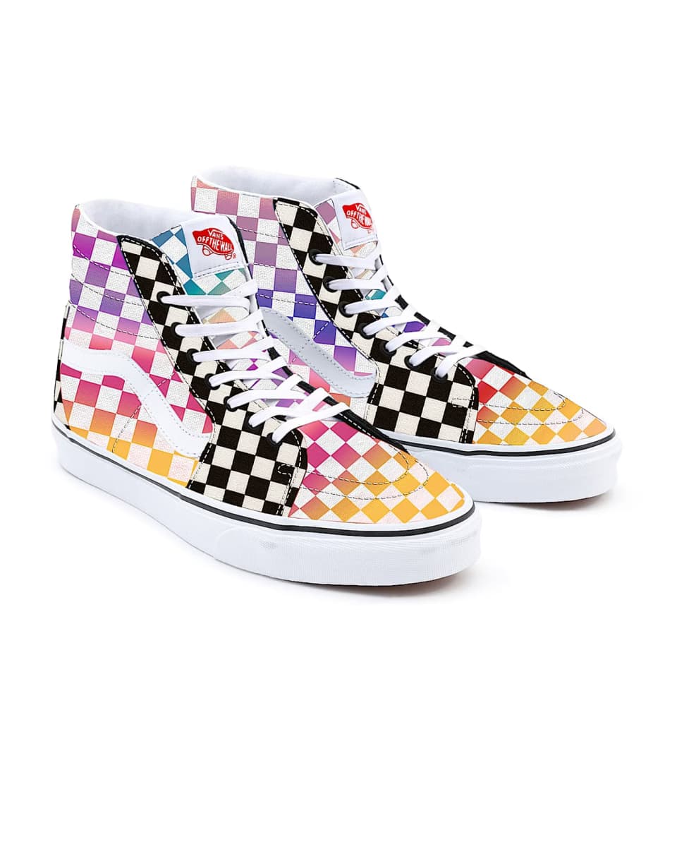 Vans Gepersonaliseerde Rainbow Checkerboard Sk8-Hi