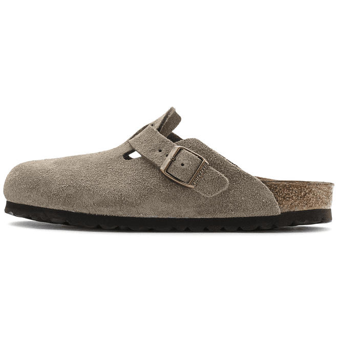 Birkenstock Boston Suede Leather Narrow Fit Sandals 'Taupe'