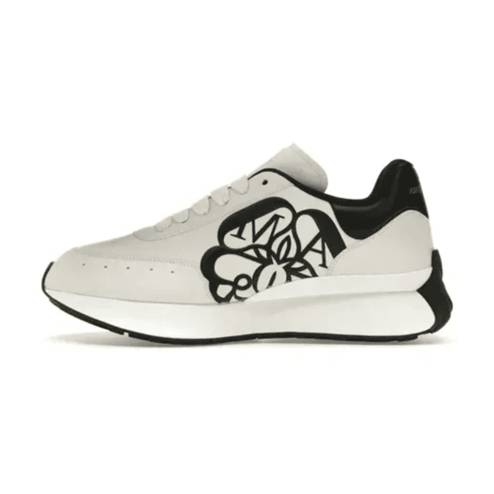 Alexander McQueen Sprint Runner Logo Print White Black