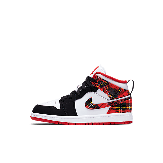Kids Air Jordan 1 Mid PS 'Bad Santa' University Red/Black-White Basketball 