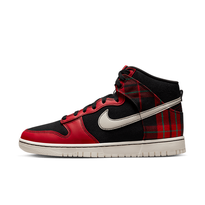 Nike Dunk High SE Tartan Plaid Black University Red