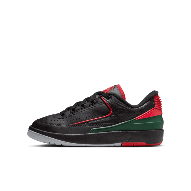 Jordan Air Jordan 2 Retro Low (GS) 'Christmas' - Black/Fire Red/Cement Grey
