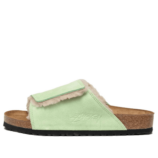 Birkenstock Solana Shearling Slide Stussy Washed Green