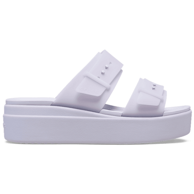 Crocs Women Brooklyn Buckle Frosted Low Sandals Purple Moon 