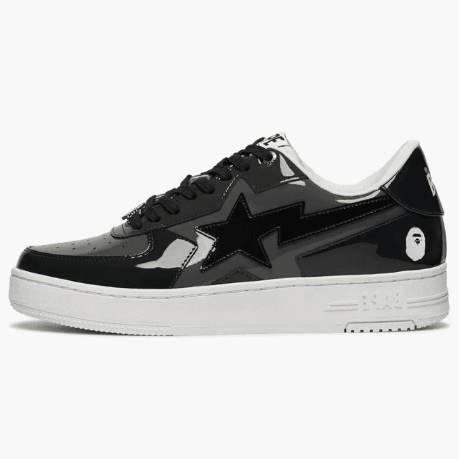 A Bathing Ape Bape Sta Icon Low Black Grey Patent