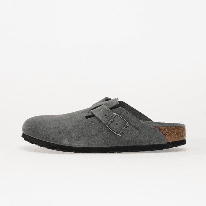 Birkenstock Boston Soft Footbed Suede Leather Basalt Gray Tonal Fb 
