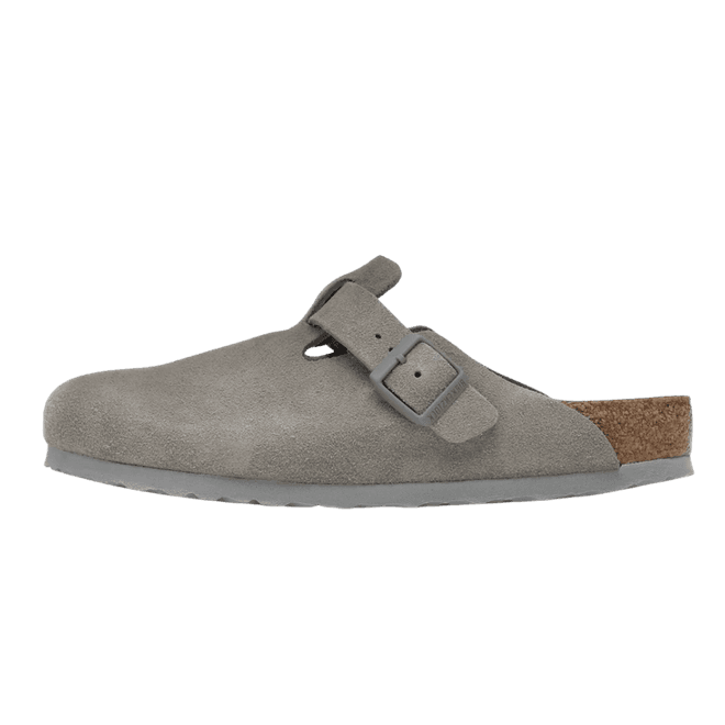 Birkenstock Boston Soft Footbed Suede Stone Coin