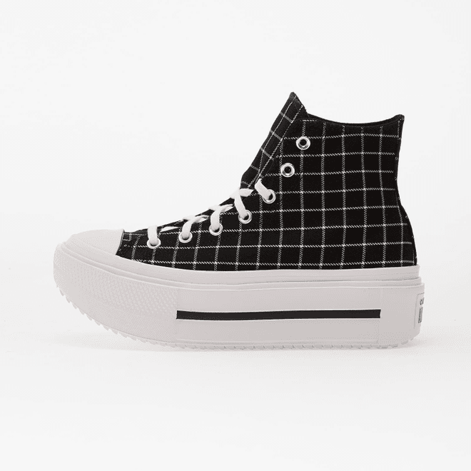 Converse Chuck Taylor All Star Lift Double Stack Platform Plaid Hi Black