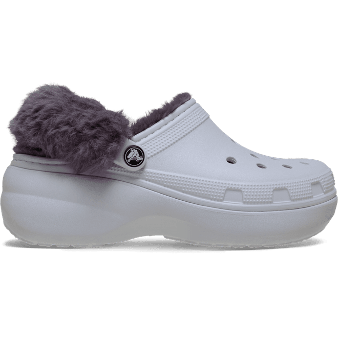 Crocs Women Classic Platform Fuzz Lined Clogs Frosted Grape 