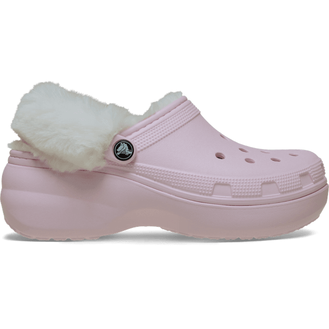 Crocs Women Classic Platform Fuzz Lined Clogs Pink Milk 