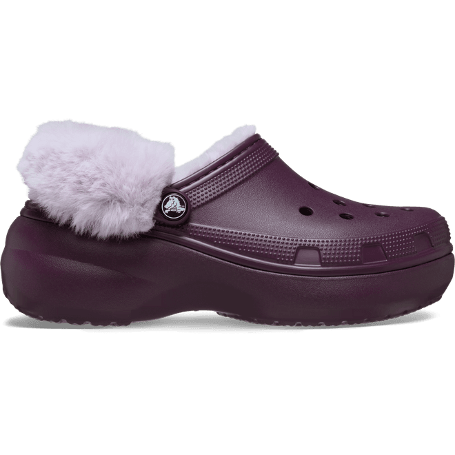 Crocs Women Classic Platform Fuzz Lined Clogs Plush Plum 