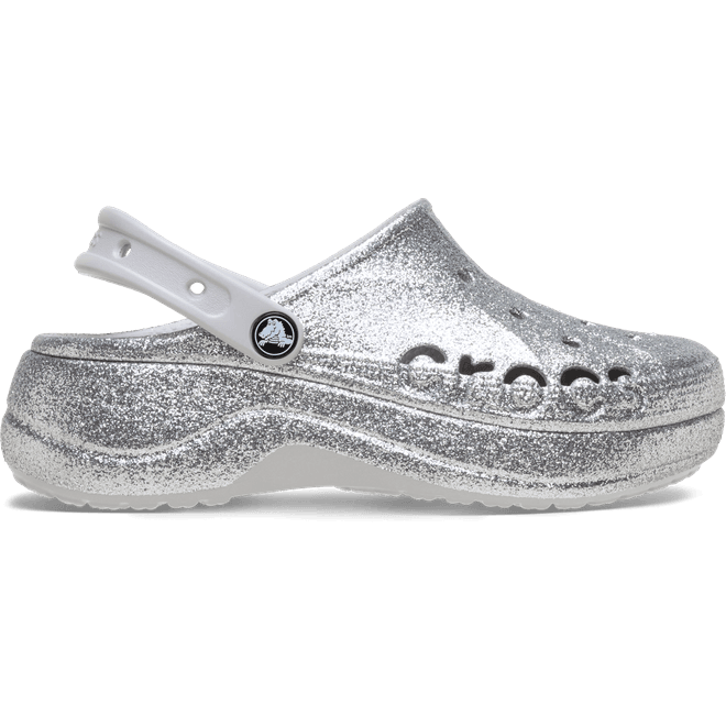 Crocs Women Baya Platform Glitter Clogs Silver 