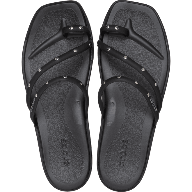 Crocs Women Miami Studded Toe Loop Sandals Black 