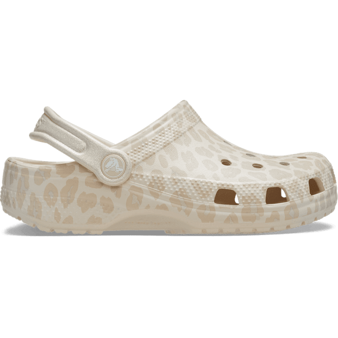 Crocs Kids Classic Animal Glitter Clogs Almond Tint/Leopard 