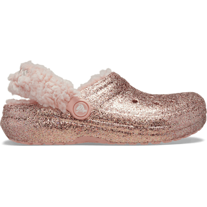Crocs Kids Classic Fleece Lined Chunky Glitter Clogs Powder Pink 