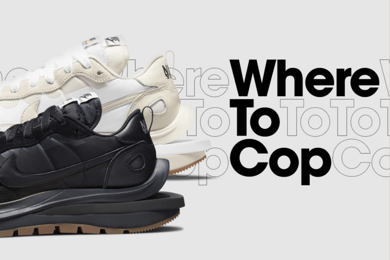 Where to cop: Sacai x Nike VaporWaffle 'Sail' und 'Black'