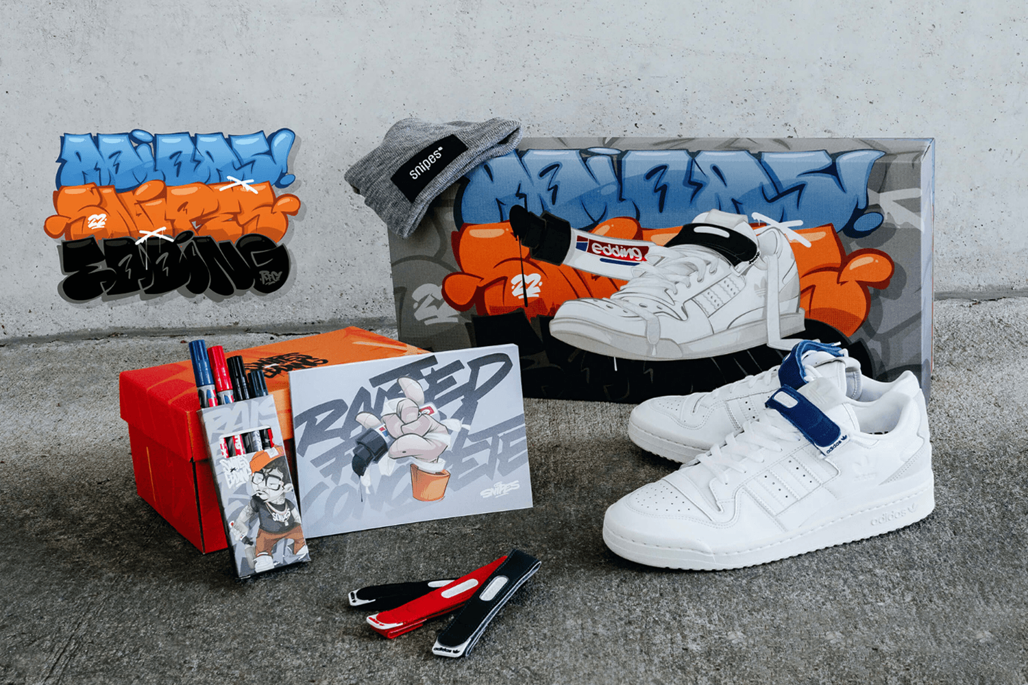 Die Snipes 'Can't wipe us out' adidas Forum Low x edding Kampagne