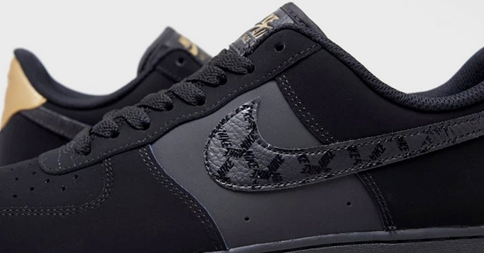 The Nike Air Force 1 '07 LV8 Suede comes in 'Black/Gold' colorway