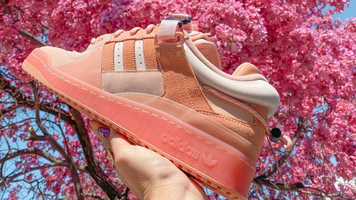 The Bad Bunny x adidas Forum Buckle Low now also comes in pink!