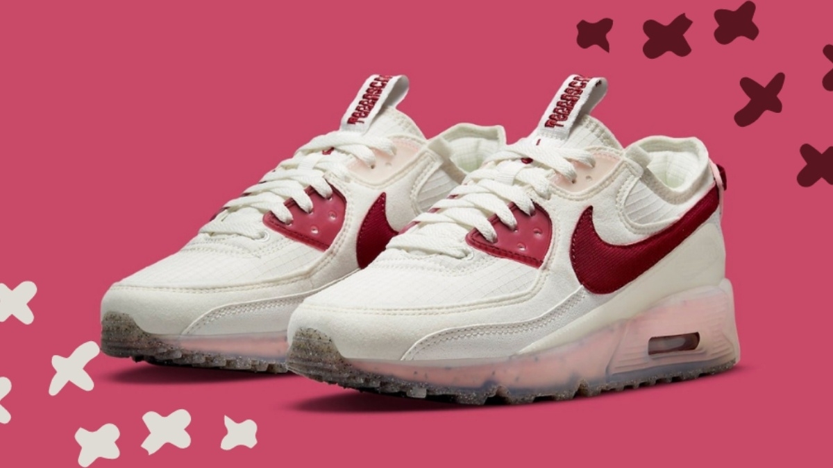 The first images of the Nike Air Max 90 Terrascape 'Pomegranate' have been released