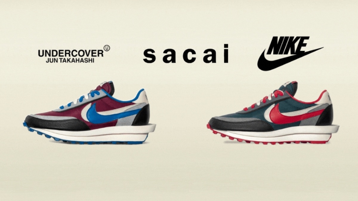 A close-up of the Undercover x sacai x Nike LDWaffle collab