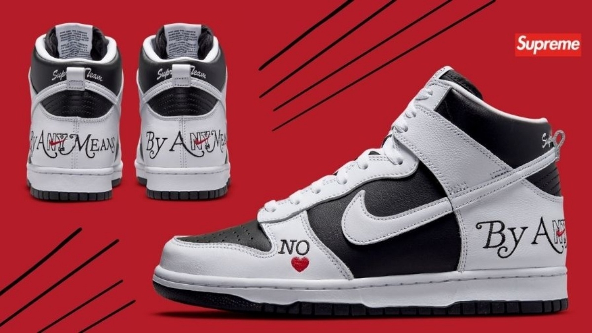 The Supreme x Nike SB Dunk High 'By Any Means' is coming