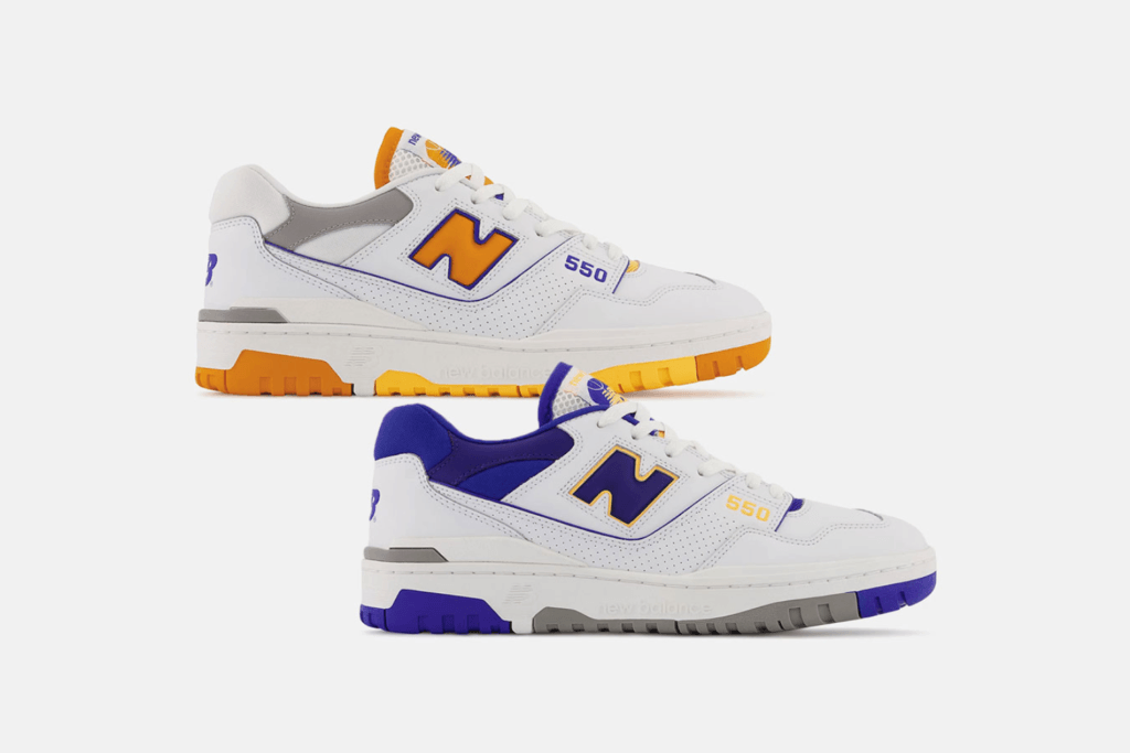 First images of the New Balance 550 'Lakers' pack