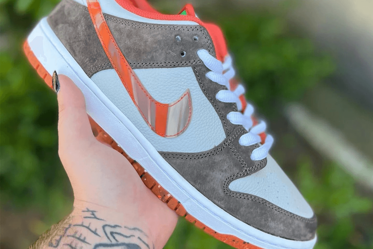 An in-hand look Crushed x Nike SB Dunk Low