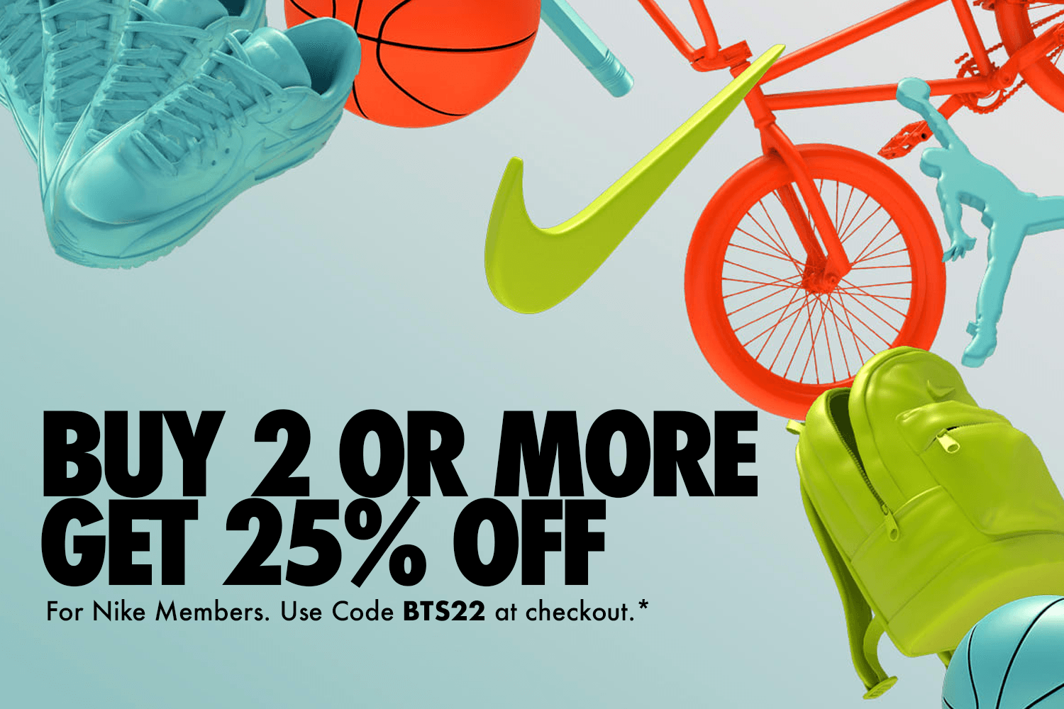 Shop two Back To School items and get 25% discount at Nike