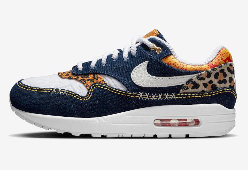 Nike Air Max 1 'Denim Leopard' from the side