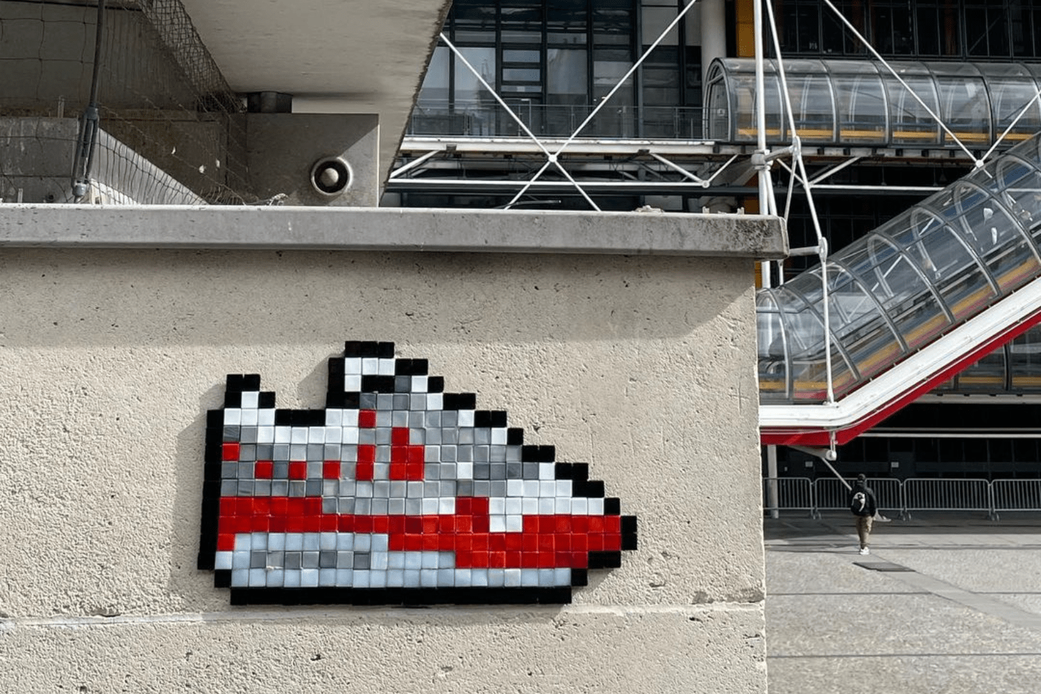 D3C4Y takes over the streets of Paris with his pixelated sneaker artworks