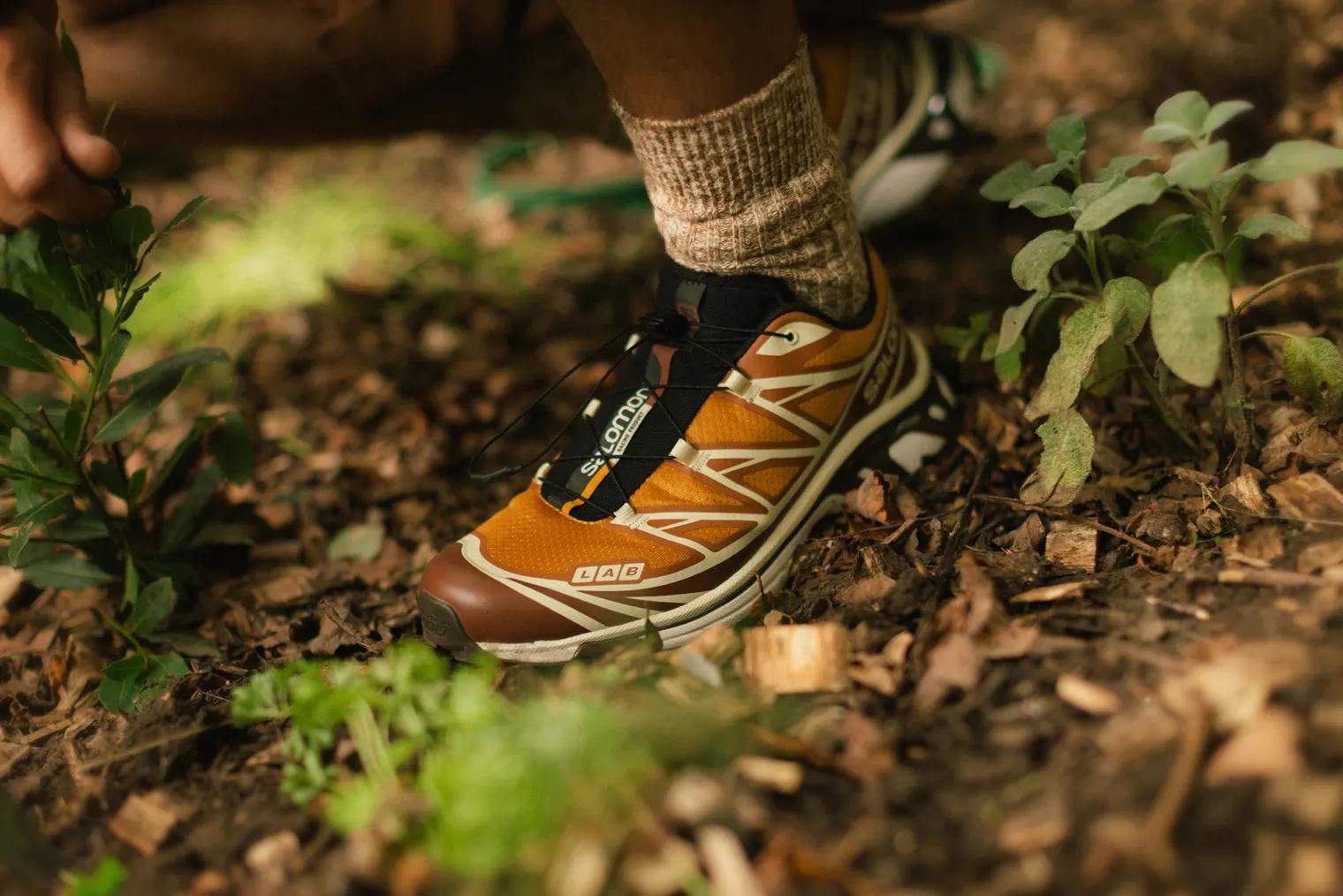 END. x Salomon XT-6 'Porcini' on feet