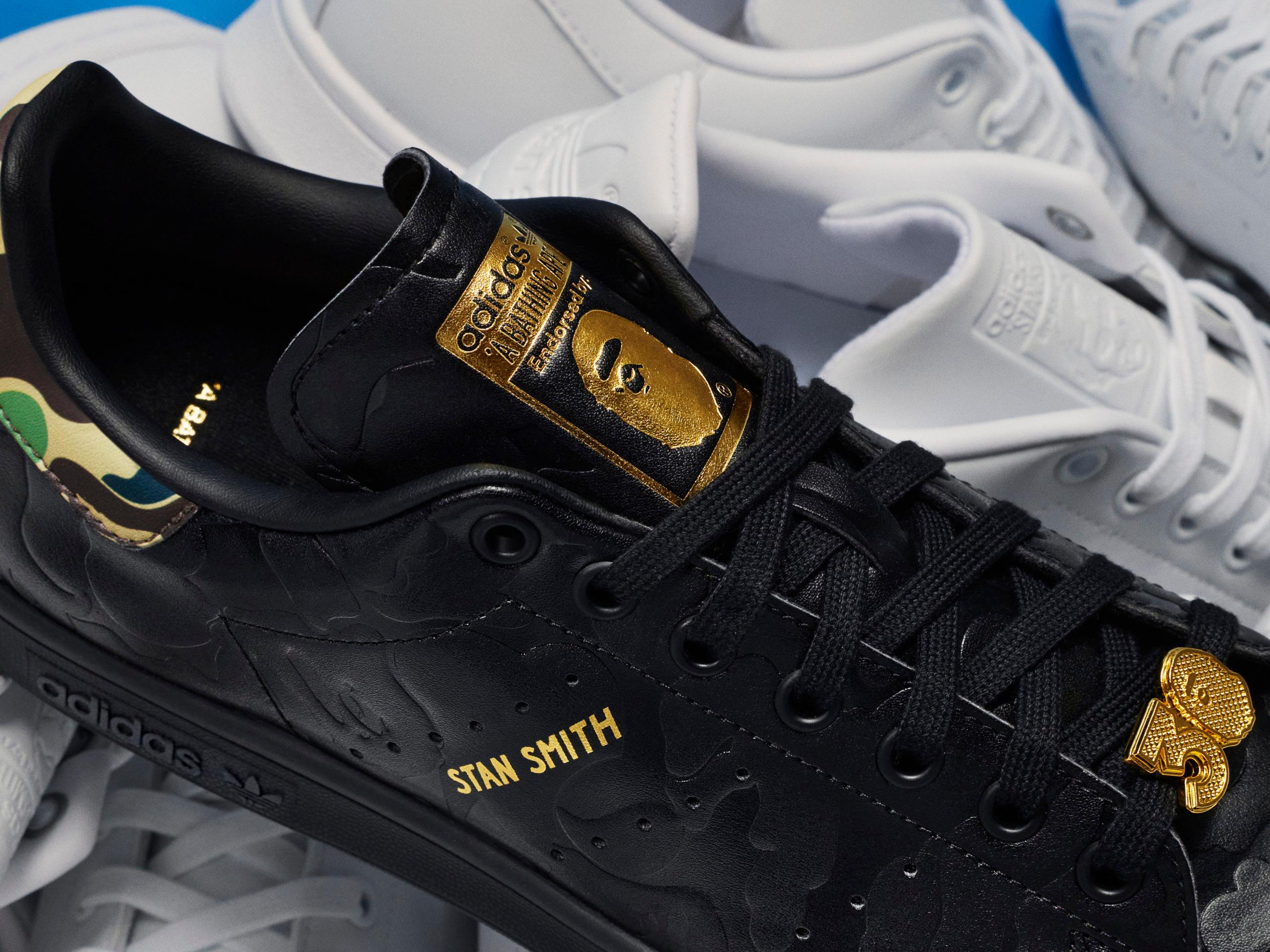 BAPE x adidas Stan Smith '30th Anniversary Black' details