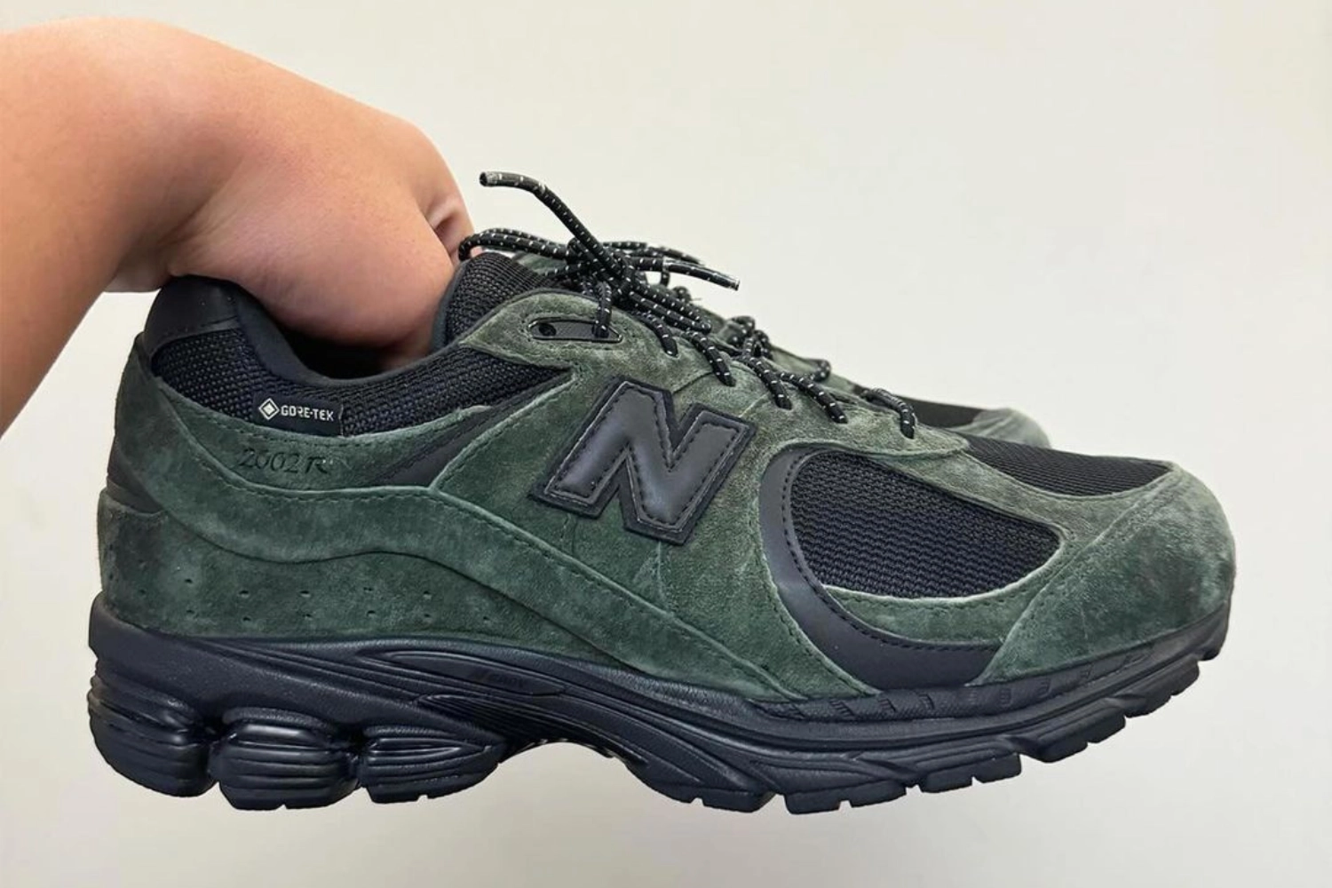 First images of the JJJound x New Balance 2002R GORE-TEX 'Green'