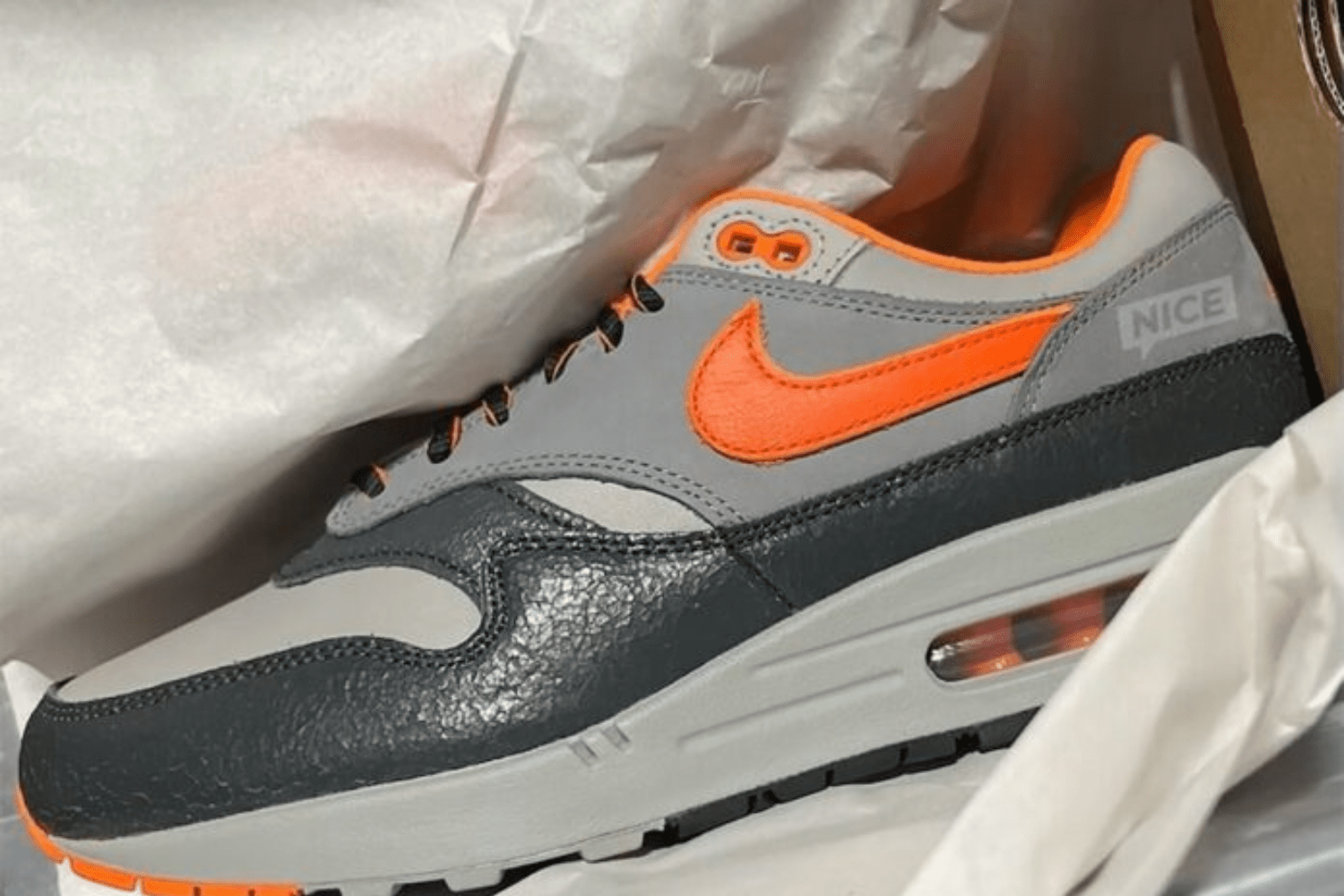 The HUF x Nike Air Max 1 'Brilliant Orange' is expected to drop in 2024