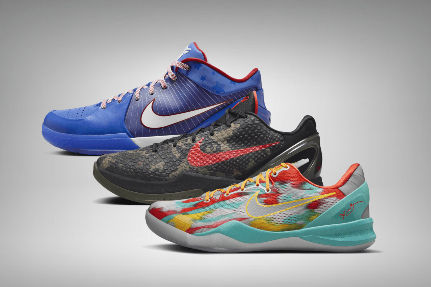 New colorways of the Nike Kobe 4,6 and 8 Protro are dropping this week