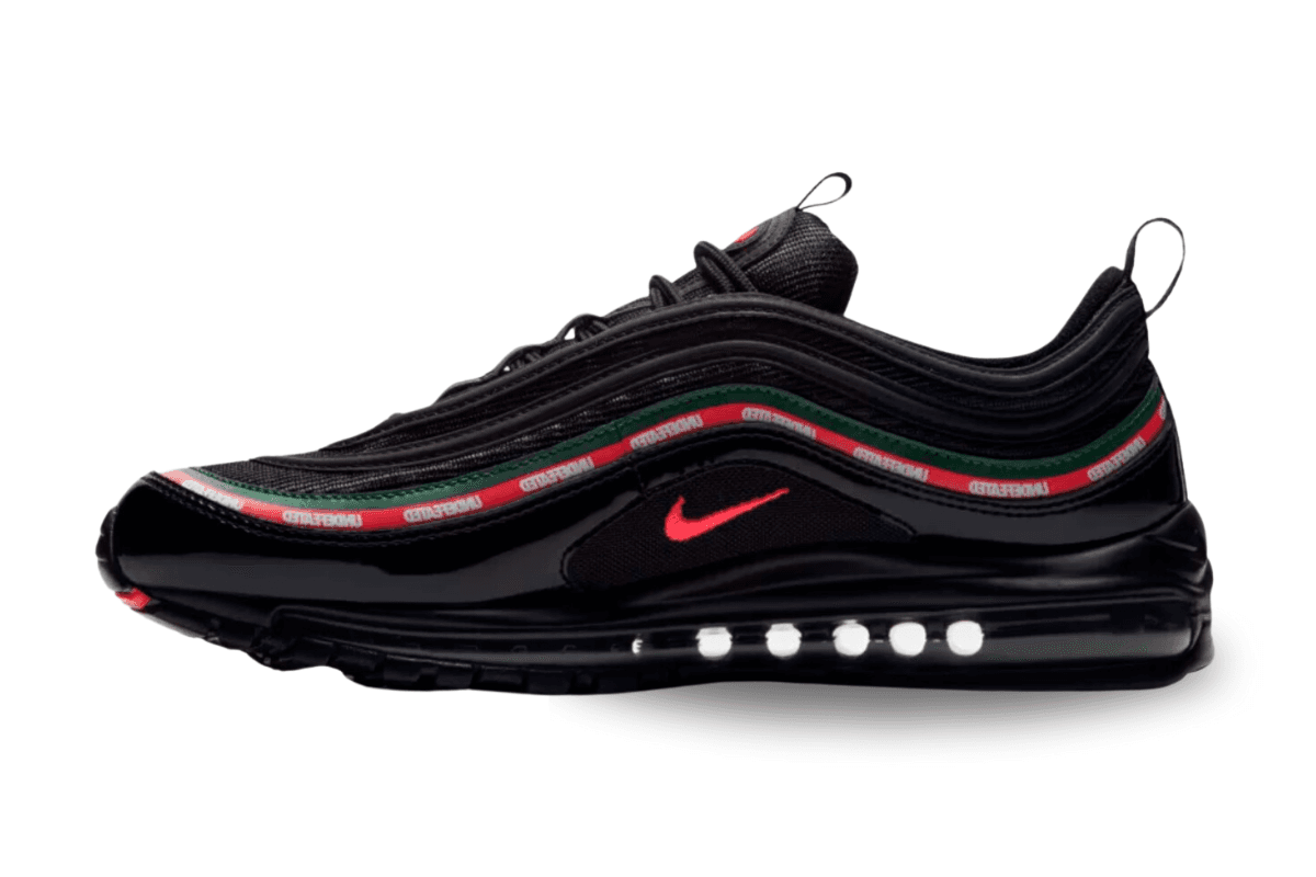 air max 97 undefeated black with red stripe and swoosh