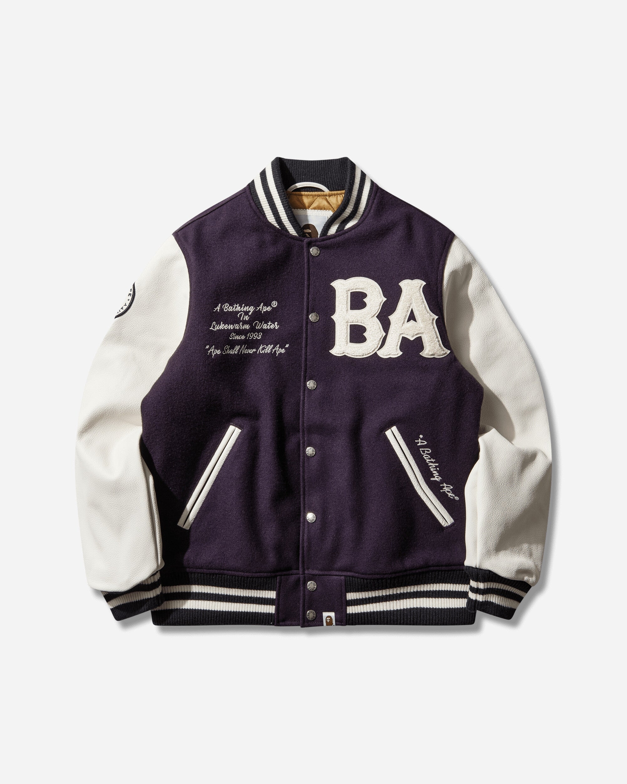A Bathing Ape Statue Of Liberty Varsity Jacket Purple