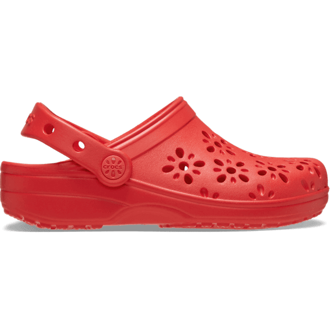 Crocs Kids Classic Floral Cut-Out Clogs Cherry Red