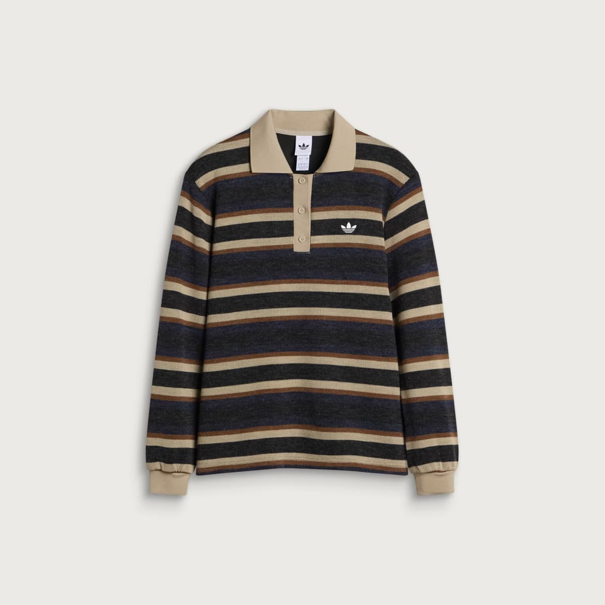 adidas Striped Polo Knit Jumper In Black 'Black'