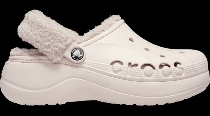 Crocs Baya Platform Fuzz Strap Lined Clogs 'Barely Pink'