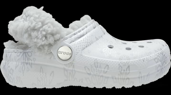 Crocs Classic Metallic Snowflakes Fleece Lined Clogs 'Snow White'